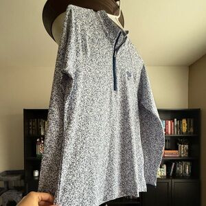 Peter Millar Medium Quarter Zip Golf Pullover - Blue & White Floral Print